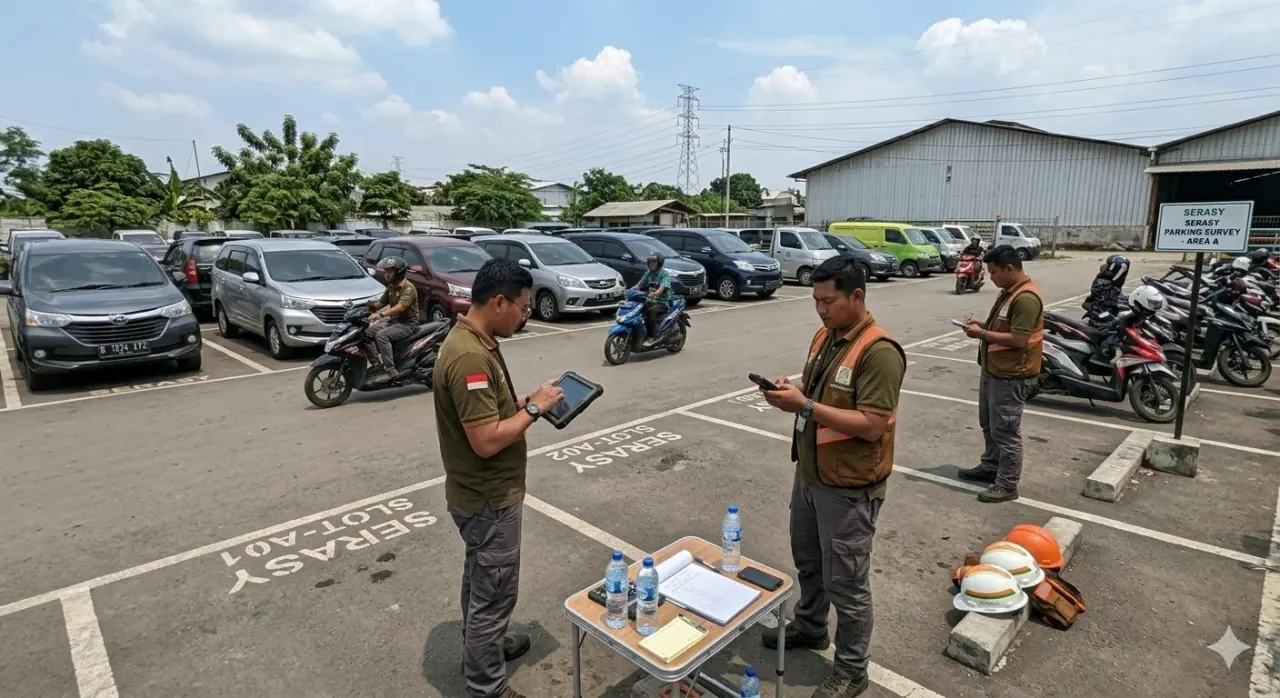 Tim melakukan survei Andalalin di area jalan sekitar lokasi proyek